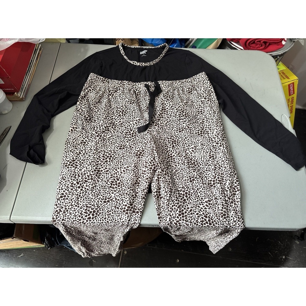 Lands End Women's Alaba Leopard Pajama Set  L